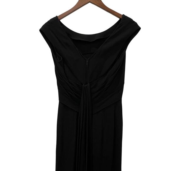 Vintage  Black Cocktail Dress Cap Sleeves Train Size Medium Hatlileu - Picture 7 of 14